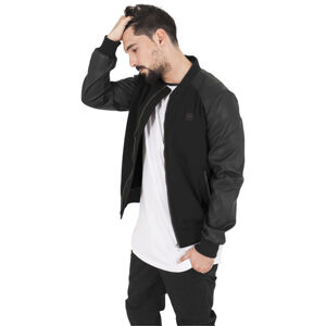 Urban Classics Cotton Bomber Leather Imitation Sleeve Jacket black/black - S