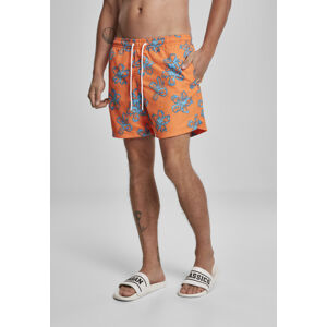 Urban Classics Floral Swim Shorts orange - M