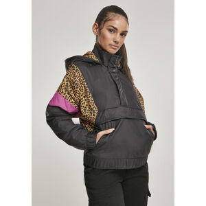 Urban Classics Ladies AOP Mixed Pull Over Jacket black/snowleo/lightasphalt - 3XL