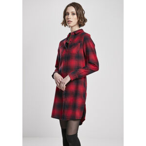 Urban Classics Ladies Check Shirt Dress darkblue/red - 4XL