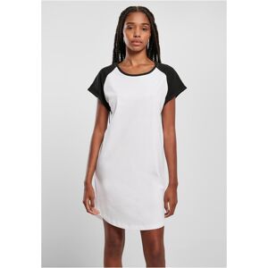 Urban Classics Ladies Contrast Raglan Tee Dress white/black - 5XL