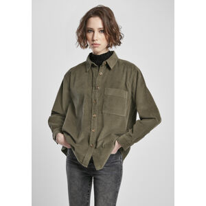 Urban Classics Ladies Corduroy Oversized Shirt olive - XL