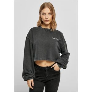 Urban Classics Ladies Cropped Small Embroidery Terry Crewneck black - XS