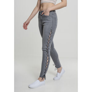 Urban Classics Ladies Denim Lace Up Skinny Pants grey - 28