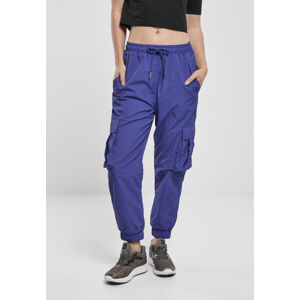 Urban Classics Ladies High Waist Crinkle Nylon Cargo Pants bluepurple - S