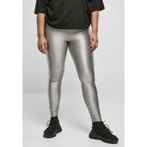 Urban Classics Ladies Highwaist Shiny Metallic Leggings darksilver - XL