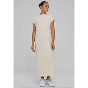 Urban Classics Ladies Long Extended Shoulder Dress whitesand - XXL