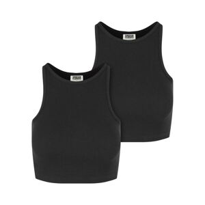 Urban Classics Ladies Organic Cropped Rib Top 2-Pack black/black - XL