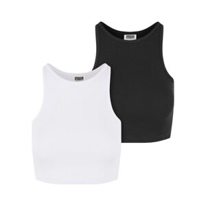 Urban Classics Ladies Organic Cropped Rib Top 2-Pack white+black - XL