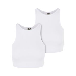 Urban Classics Ladies Organic Cropped Rib Top 2-Pack white/white - 5XL