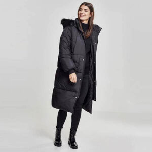 Urban Classics Ladies Oversize Faux Fur Puffer Coat blk/blk - M