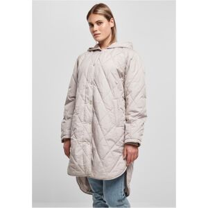 Urban Classics Ladies Oversized Diamond Quilted Hooded Coat warmgrey - XS