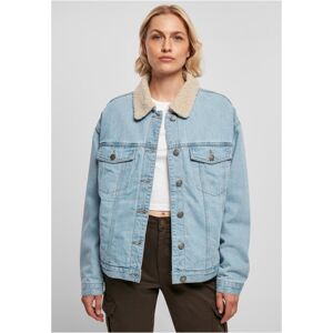Urban Classics Ladies Oversized Sherpa Denim Jacket clearblue bleached - M