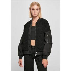 Urban Classics Ladies Oversized Sherpa Mixed Bomber Jacket black - M
