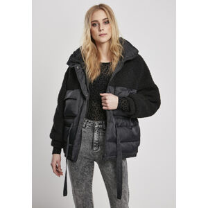 Urban Classics Ladies Sherpa Mix Puffer Jacket black - XXL