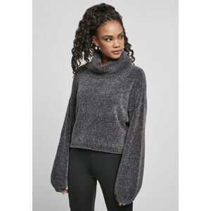 Urban Classics Ladies Short Chenille Turtleneck Sweater asphalt - XL