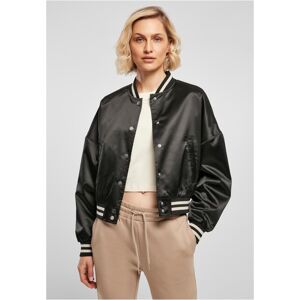 Urban Classics Ladies Short Oversized Satin College Jacket black - XS