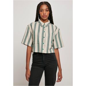 Urban Classics Ladies Short Oversized Stripe Shirt greenlancer/softseagrass - XL