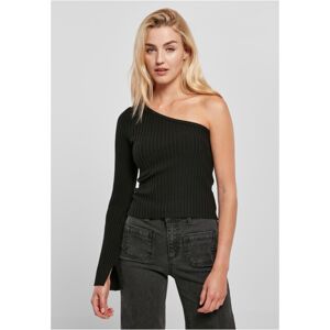 Urban Classics Ladies Short Rib Knit One Sleeve Sweater black - XL