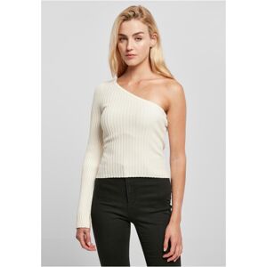 Urban Classics Ladies Short Rib Knit One Sleeve Sweater whitesand - XS