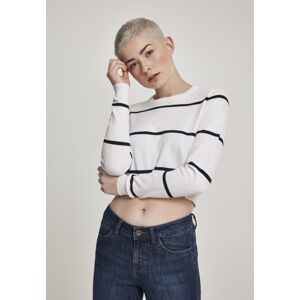 Urban Classics Ladies Short Striped Sweater white/navy - XL