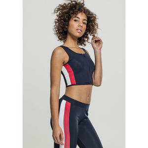Urban Classics Ladies Side Stripe Cropped Zip Top navy/fire red/white - M