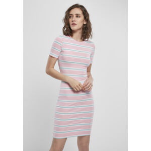 Urban Classics Ladies Stretch Stripe Dress girlypink/oceanblue - XS