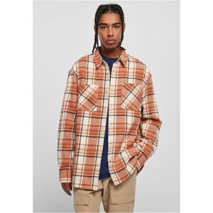 Urban Classics Long Oversized Checked Leaves Shirt softseagrass/red - L