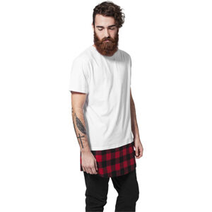 Urban Classics Long Shaped Flanell Bottom Tee wht/blk/red - M