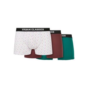 Urban Classics Organic Boxer Shorts 3-Pack scrpt clrfl+cherry+treegreen - XS