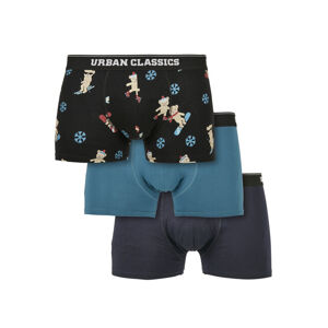 Urban Classics Organic X-Mas Boxer Shorts 3-Pack teddy aop+jasper+navy - S