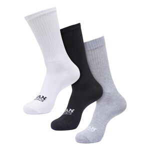 Urban Classics Simple Flat Knit Socks 3-Pack white+black+heathergrey - 39–42