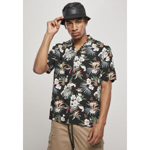 Urban Classics Viscose AOP Resort Shirt blacktropical - XL