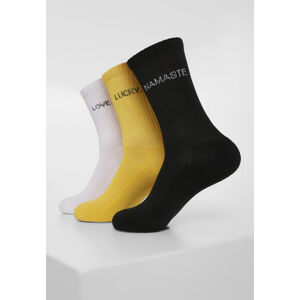 Urban Classics Wording Socks 3-Pack black/white/yellow - 47–50