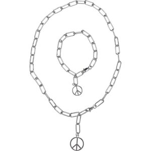 Urban Classics Y Chain Peace Pendant Necklace And Bracelet silver - UNI